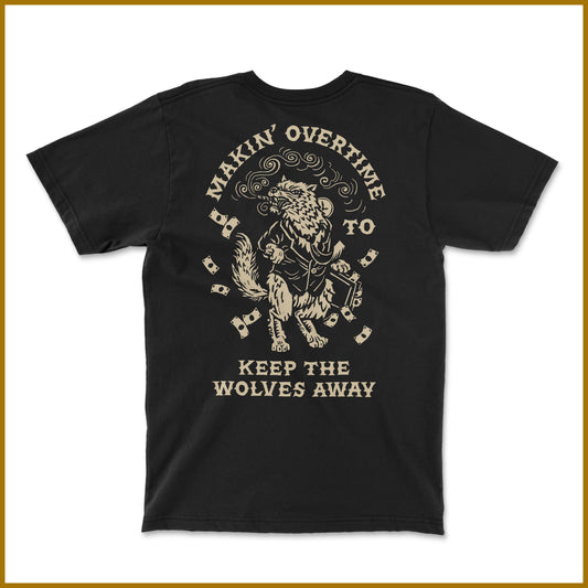 Short Sleeve - Keep The Wolves Away T Shirt - Jet Black / Cream